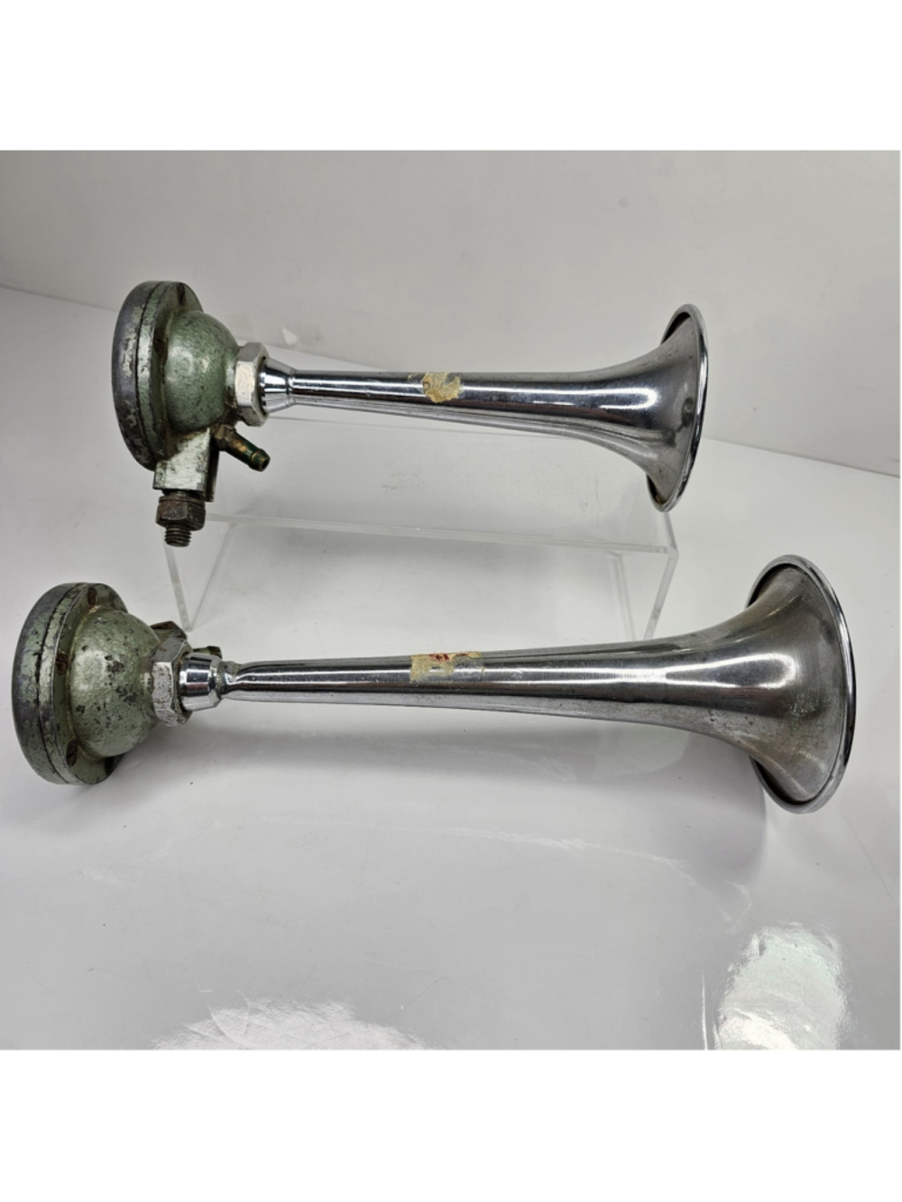 Vintage SEV Marchal AGREE TP AR Air Horns Pair Chrome Made in France Auto Car